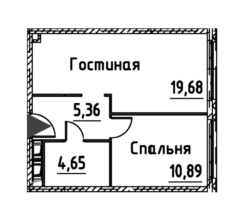 1-комнатная квартира 40.57 м², 21/24 эт., ЖК «Про.Молодость»