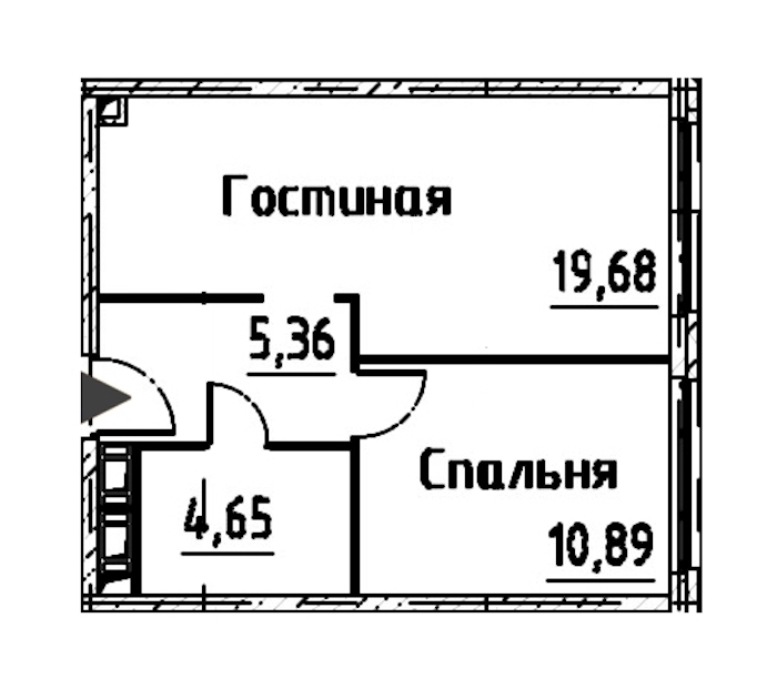 1-комнатная квартира 40.57 м², 22/24 эт., ЖК «Про.Молодость»