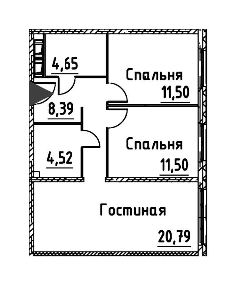 2-комнатная квартира 61.34 м², 21/24 эт., ЖК «Про.Молодость»