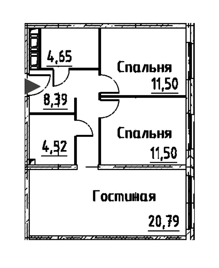2-комнатная квартира 61.34 м², 22/24 эт., ЖК «Про.Молодость»