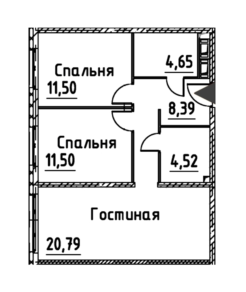 2-комнатная квартира 61.34 м², 21/24 эт., ЖК «Про.Молодость»