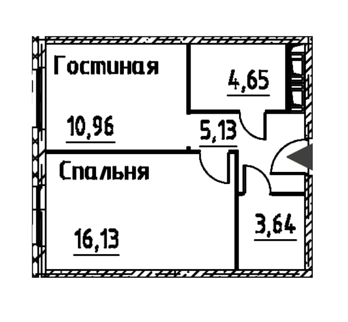 1-комнатная квартира 40.5 м², 24/24 эт., ЖК «Про.Молодость»