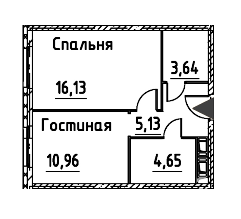 1-комнатная квартира 40.5 м², 21/24 эт., ЖК «Про.Молодость»