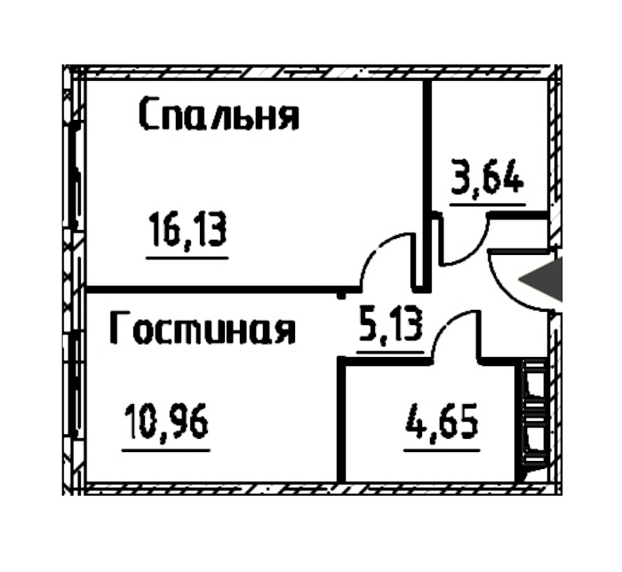 1-комнатная квартира 40.5 м², 23/24 эт., ЖК «Про.Молодость»