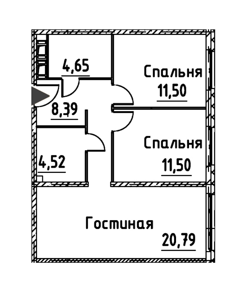 2-комнатная квартира 61.35 м², 21/24 эт., ЖК «Про.Молодость»