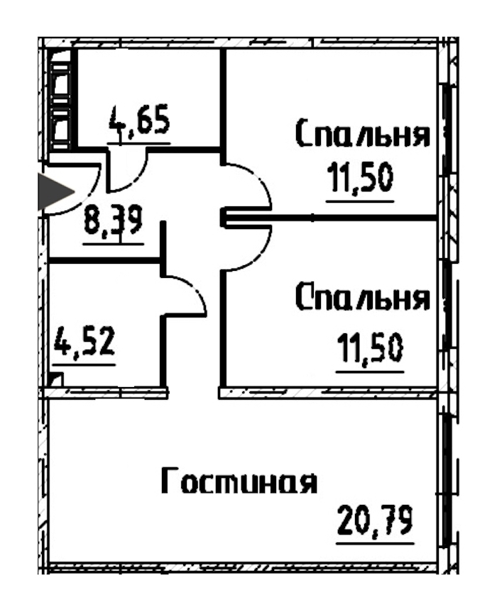 2-комнатная квартира 61.34 м², 22/24 эт., ЖК «Про.Молодость»