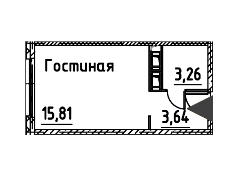 Квартира студия 22.71 м², 21/24 эт., ЖК «Про.Молодость»