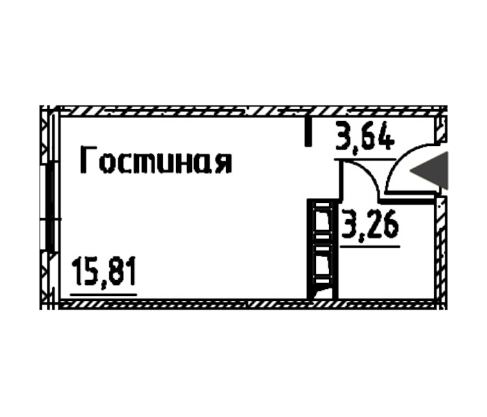 Квартира студия 22.71 м², 24/24 эт., ЖК «Про.Молодость»