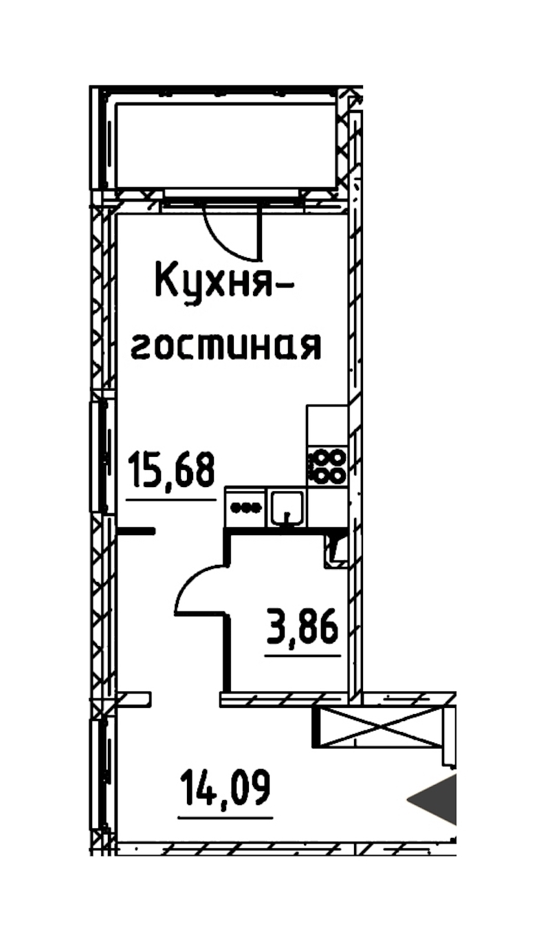 Квартира студия 33.25 м², 14/24 эт., ЖК «Про.Молодость»