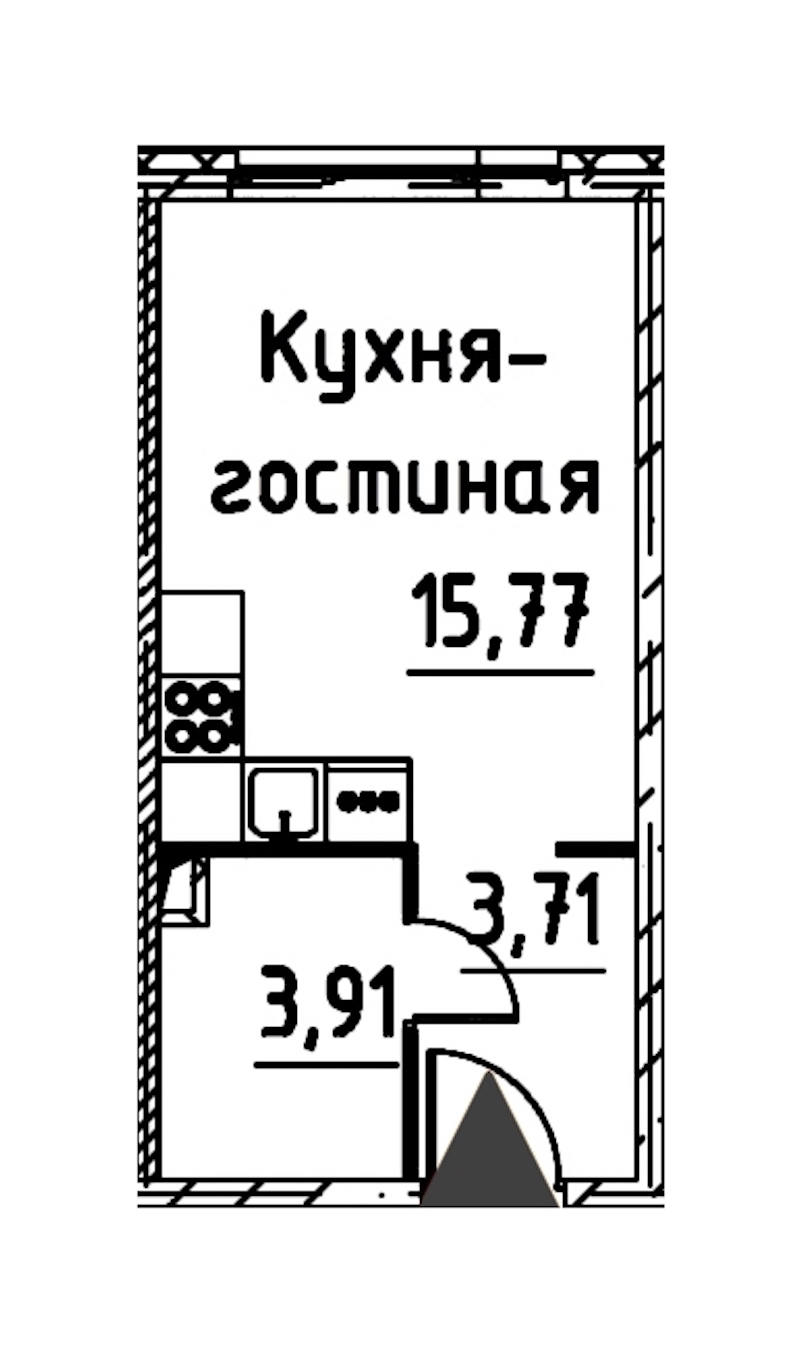 Квартира студия 23.01 м², 8/24 эт., ЖК «Про.Молодость»