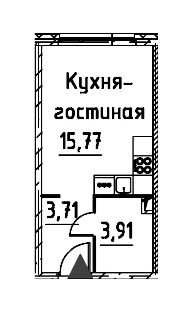 Квартира студия 23.01 м², 8/24 эт., ЖК «Про.Молодость»