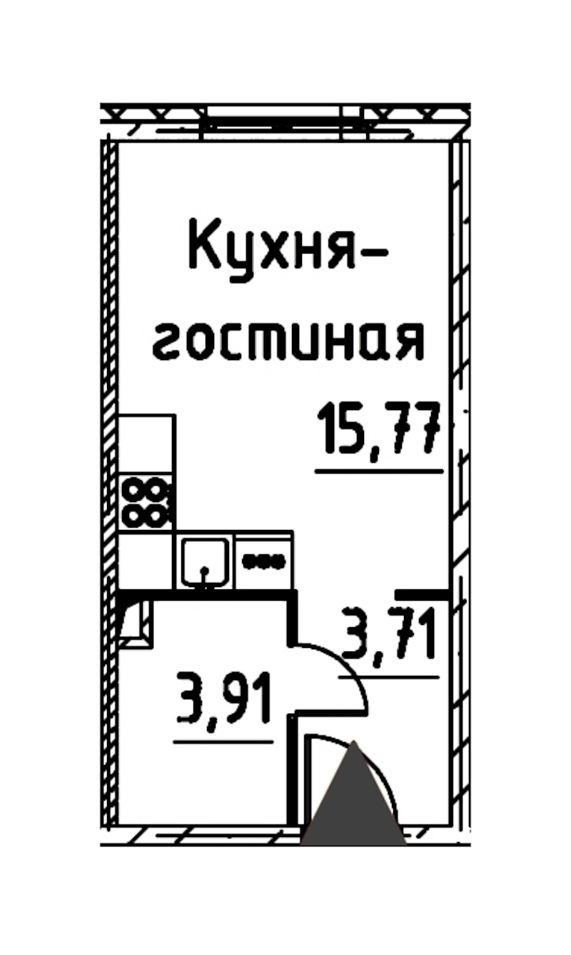 Квартира студия 22.7 м², 17/24 эт., ЖК «Про.Молодость»