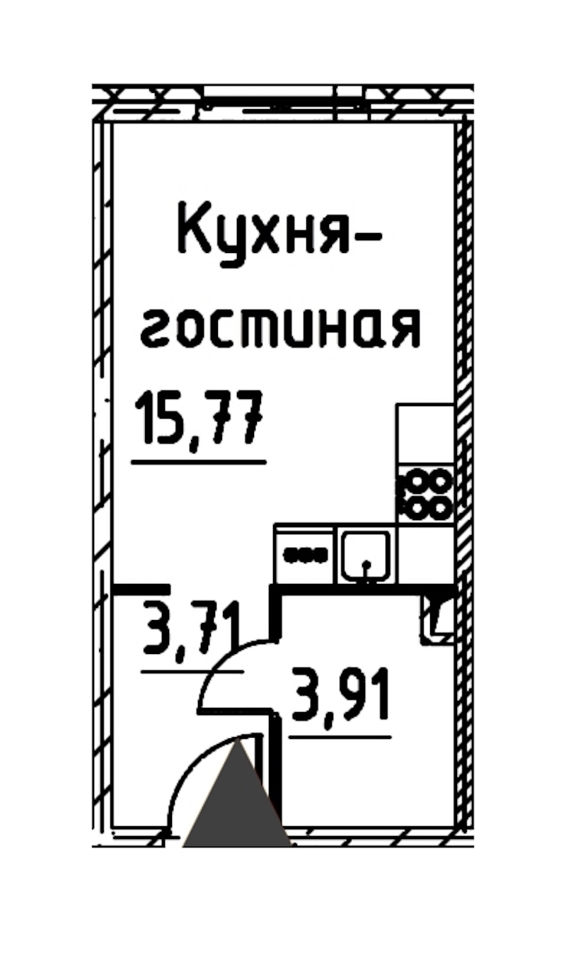 Квартира студия 23.01 м², 8/24 эт., ЖК «Про.Молодость»