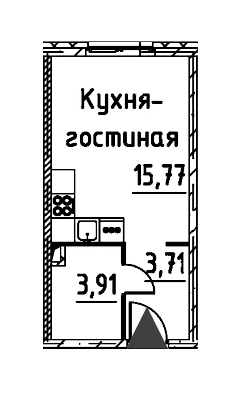 Квартира студия 22.7 м², 20/24 эт., ЖК «Про.Молодость»