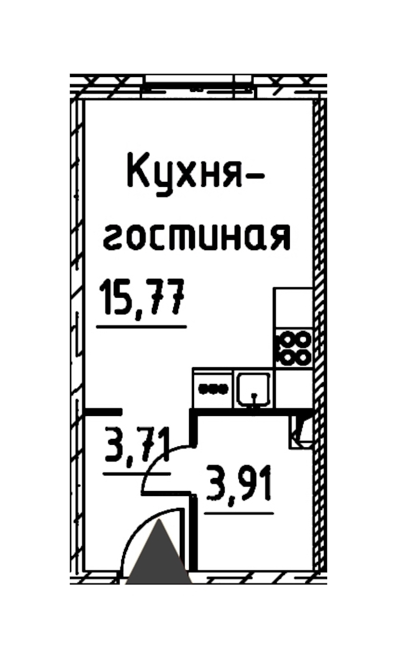 Квартира студия 23.01 м², 8/24 эт., ЖК «Про.Молодость»