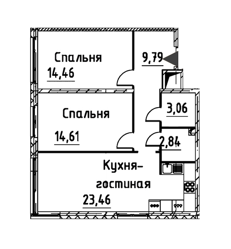2-комнатная квартира 67.79 м², 4/24 эт., ЖК «Про.Молодость»