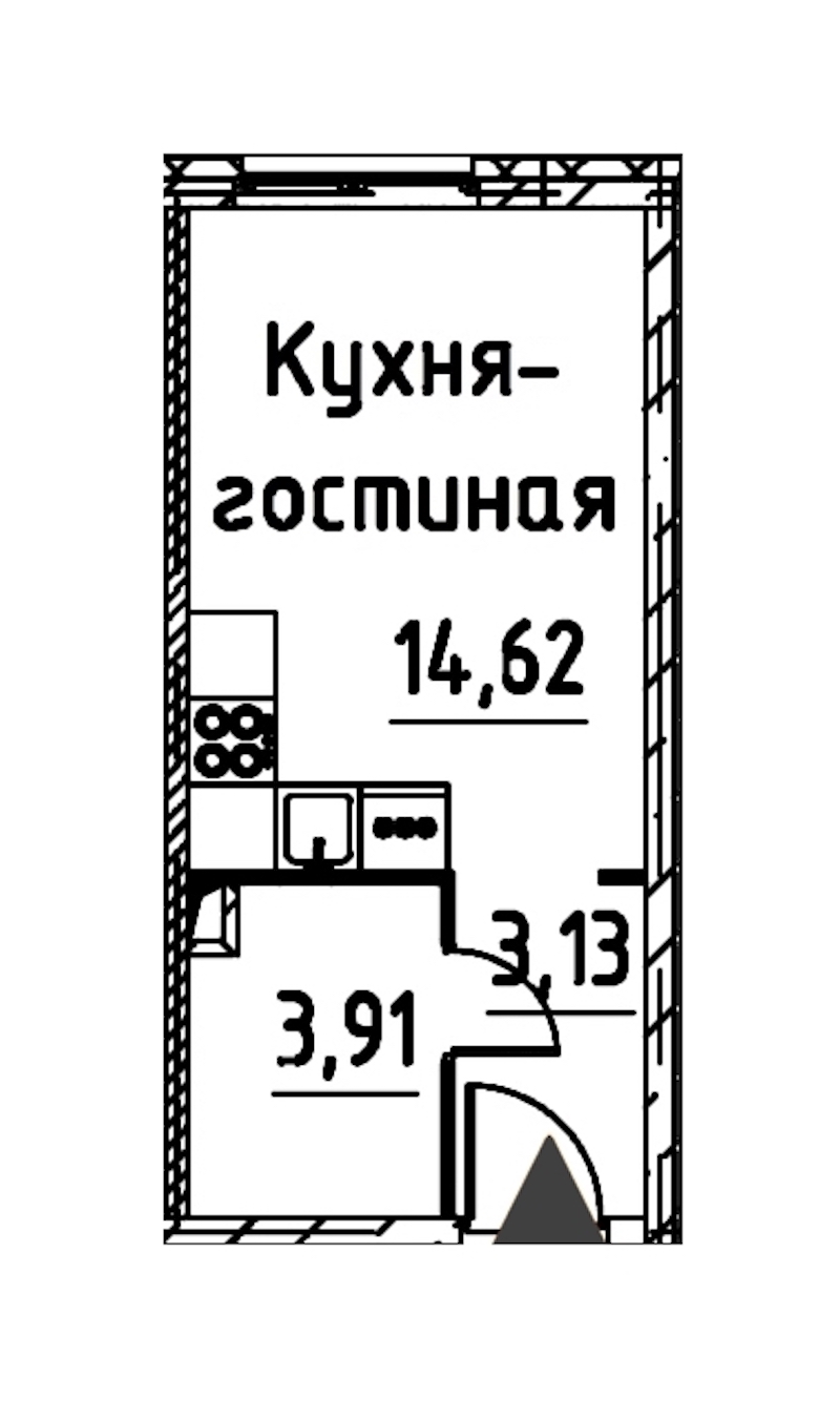 Квартира студия 21.66 м², 2/24 эт., ЖК «Про.Молодость»