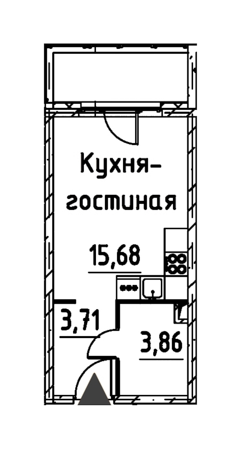 Квартира студия 22.86 м², 3/24 эт., ЖК «Про.Молодость»