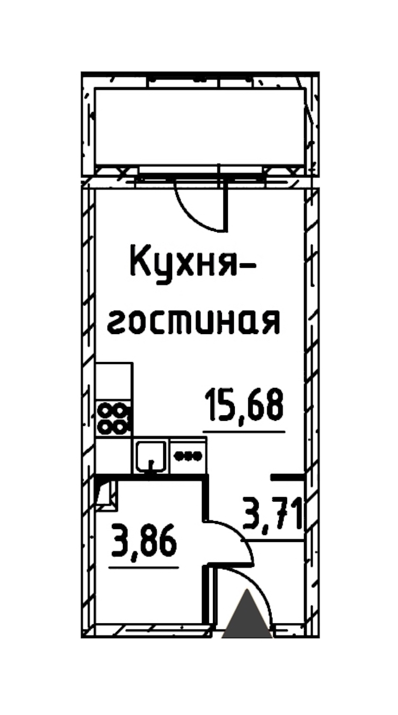 Квартира студия 22.57 м², 20/24 эт., ЖК «Про.Молодость»