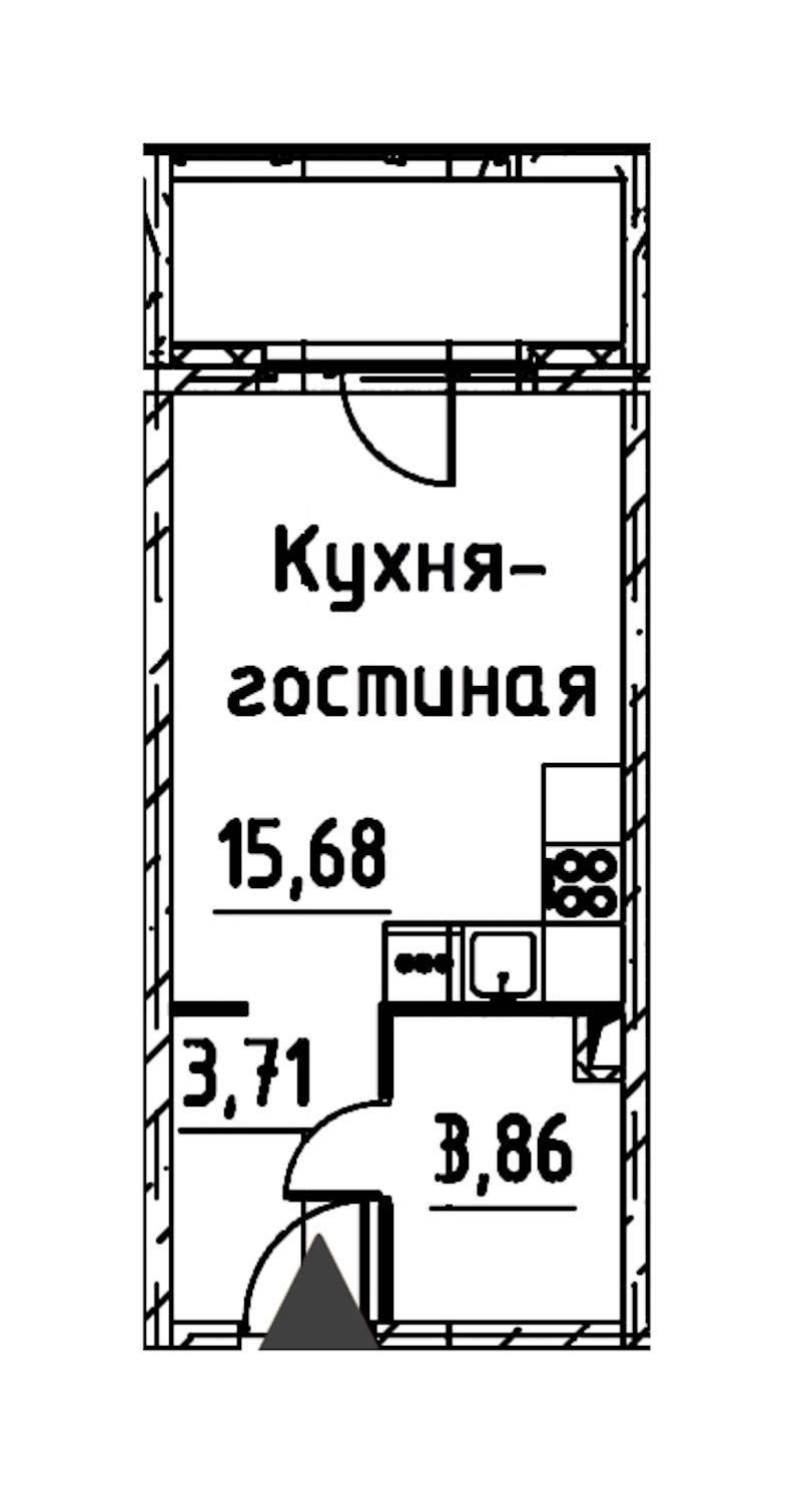 Квартира студия 22.88 м², 16/24 эт., ЖК «Про.Молодость»