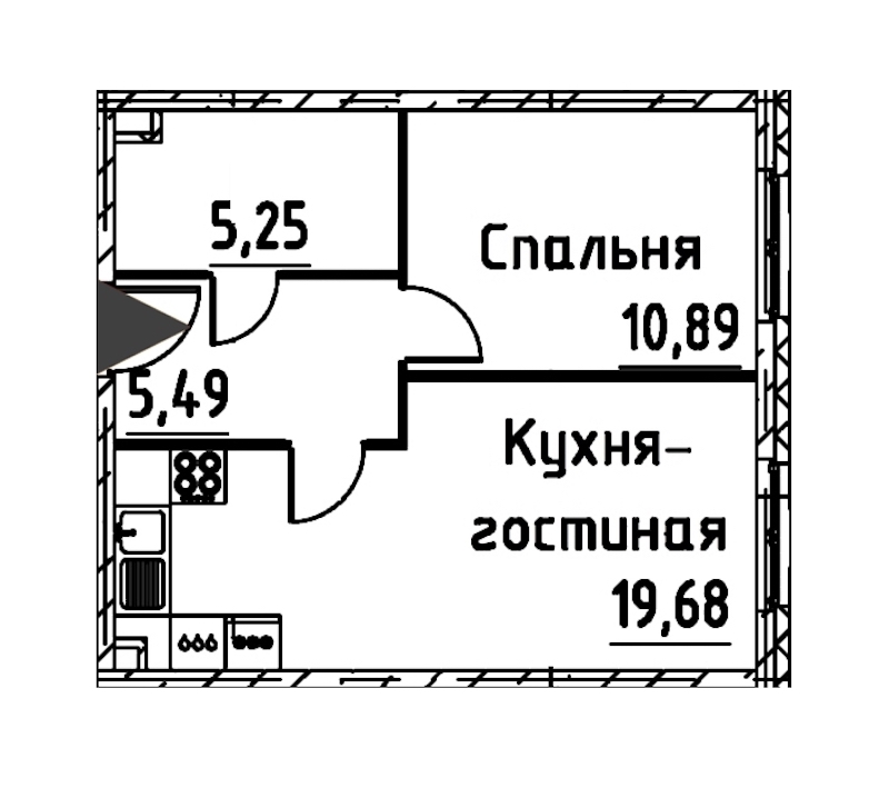 1-комнатная квартира 40.91 м², 3/24 эт., ЖК «Про.Молодость»