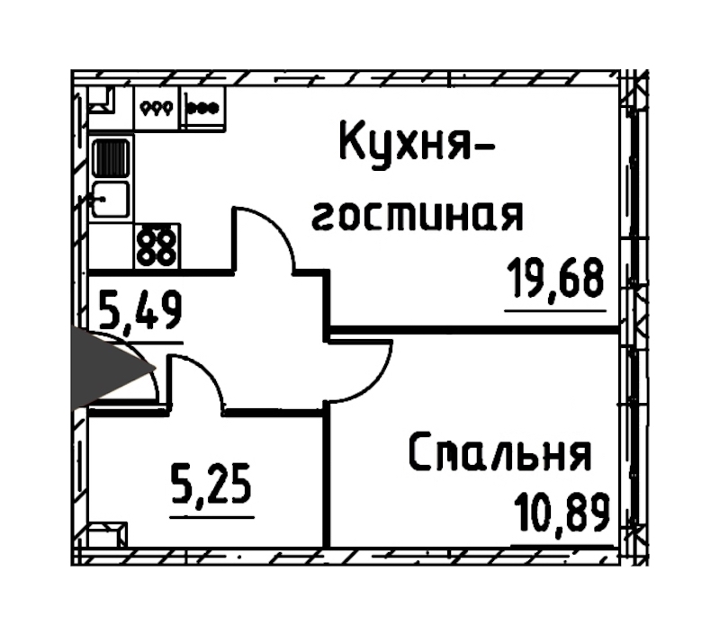 1-комнатная квартира 40.57 м², 20/24 эт., ЖК «Про.Молодость»
