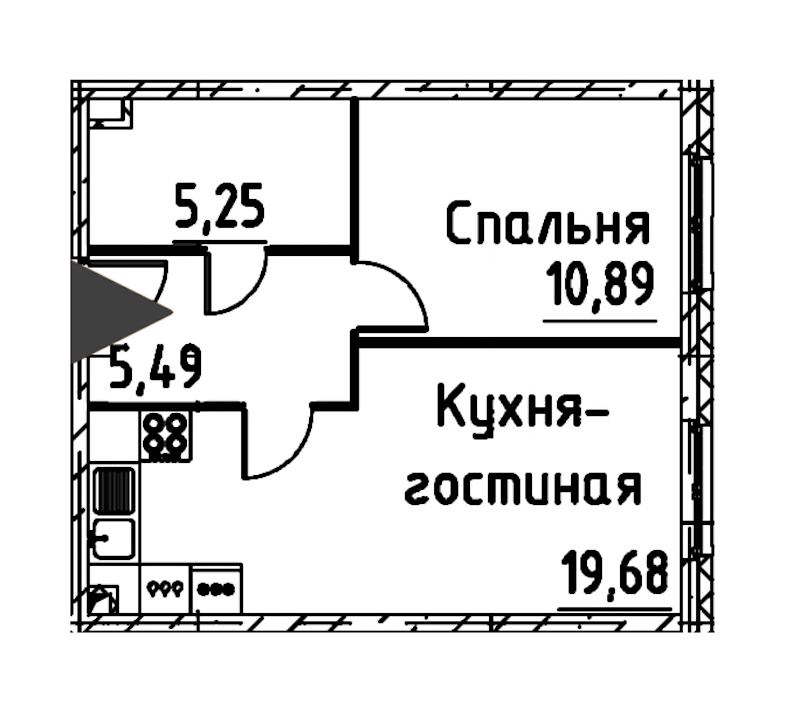 1-комнатная квартира 40.9 м², 11/24 эт., ЖК «Про.Молодость»