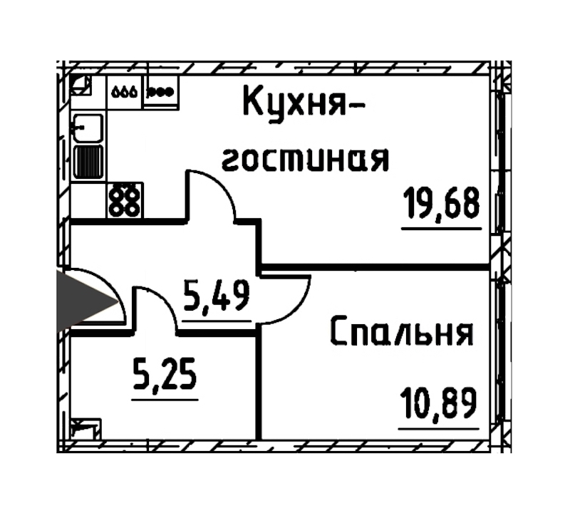 1-комнатная квартира 40.9 м², 9/24 эт., ЖК «Про.Молодость»