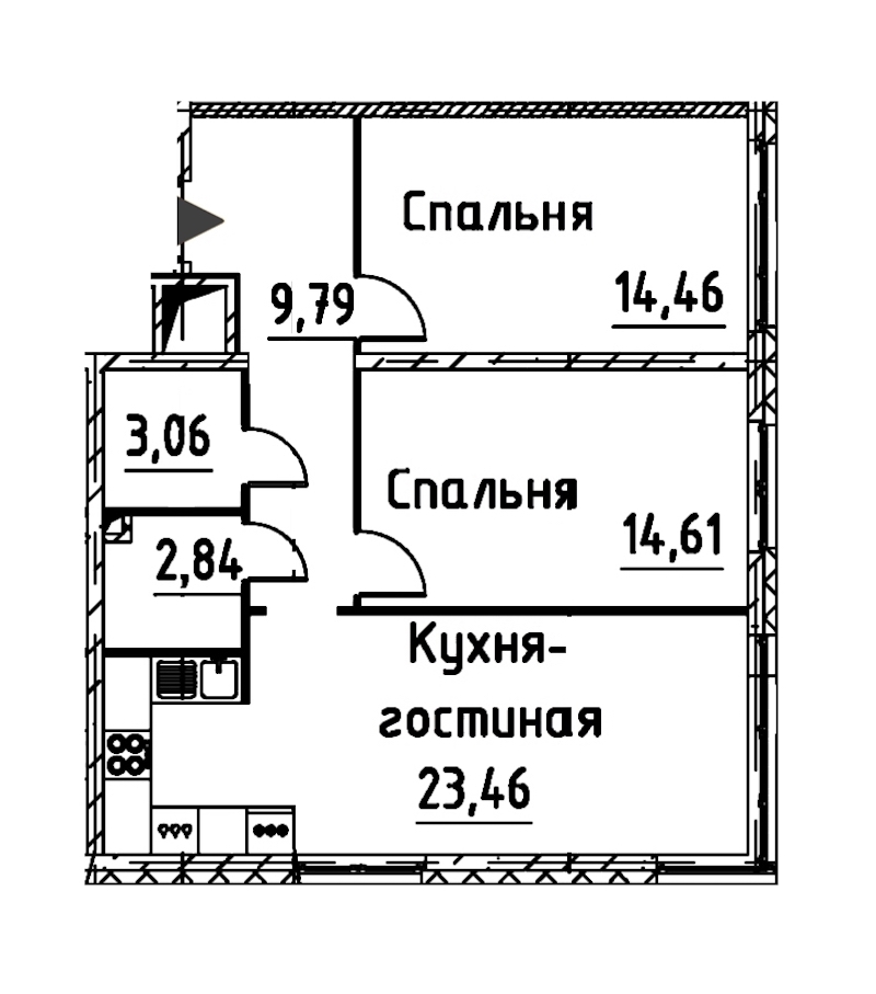 2-комнатная квартира 67.37 м², 16/24 эт., ЖК «Про.Молодость»
