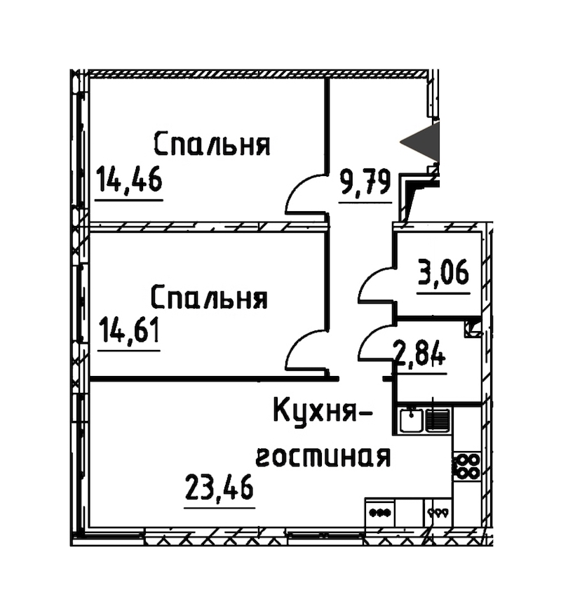 2-комнатная квартира 65.73 м², 3/24 эт., ЖК «Про.Молодость»