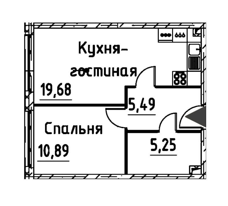 1-комнатная квартира 40.9 м², 7/24 эт., ЖК «Про.Молодость»