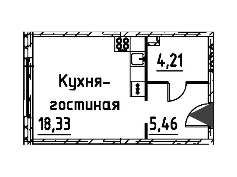 Квартира студия 27.69 м², 12/24 эт., ЖК «Про.Молодость»