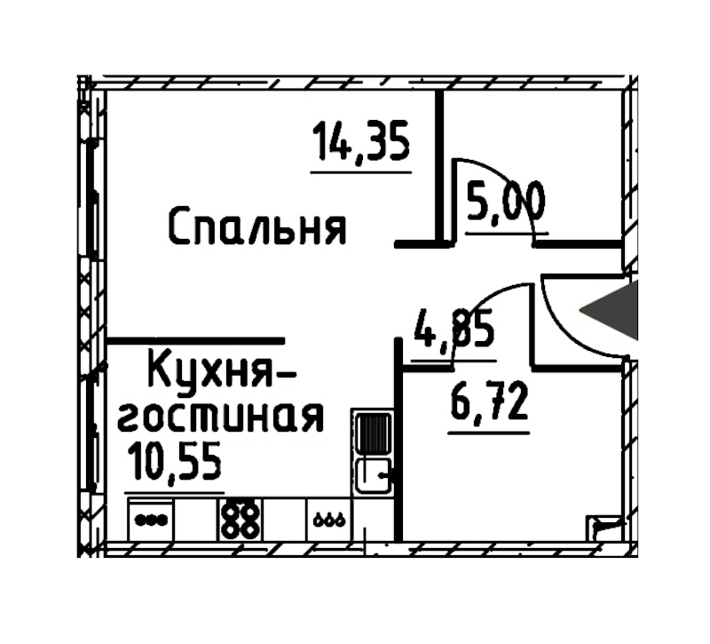 1-комнатная квартира 41.04 м², 10/24 эт., ЖК «Про.Молодость»