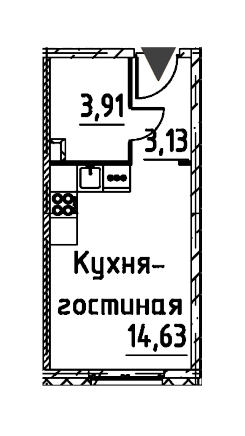 Квартира студия 22.3 м², 12/24 эт., ЖК «Про.Молодость»