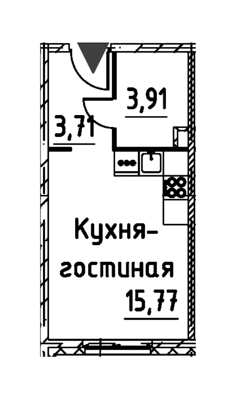 Квартира студия 22.7 м², 17/24 эт., ЖК «Про.Молодость»