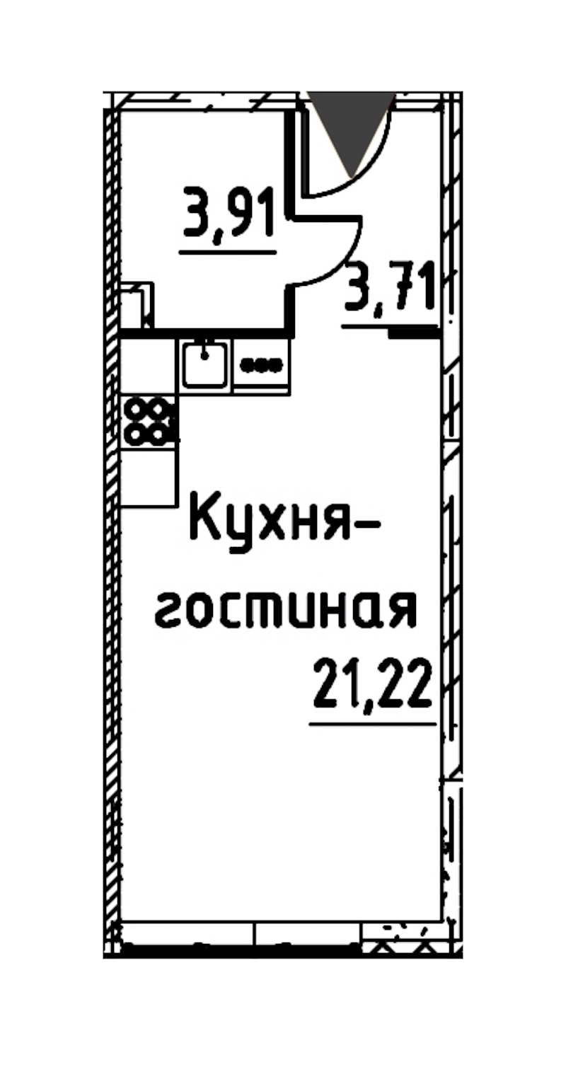 Квартира студия 28.46 м², 4/24 эт., ЖК «Про.Молодость»