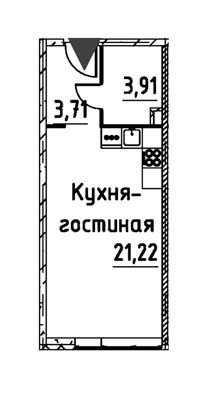 Квартира студия 28.84 м², 2/24 эт., ЖК «Про.Молодость»