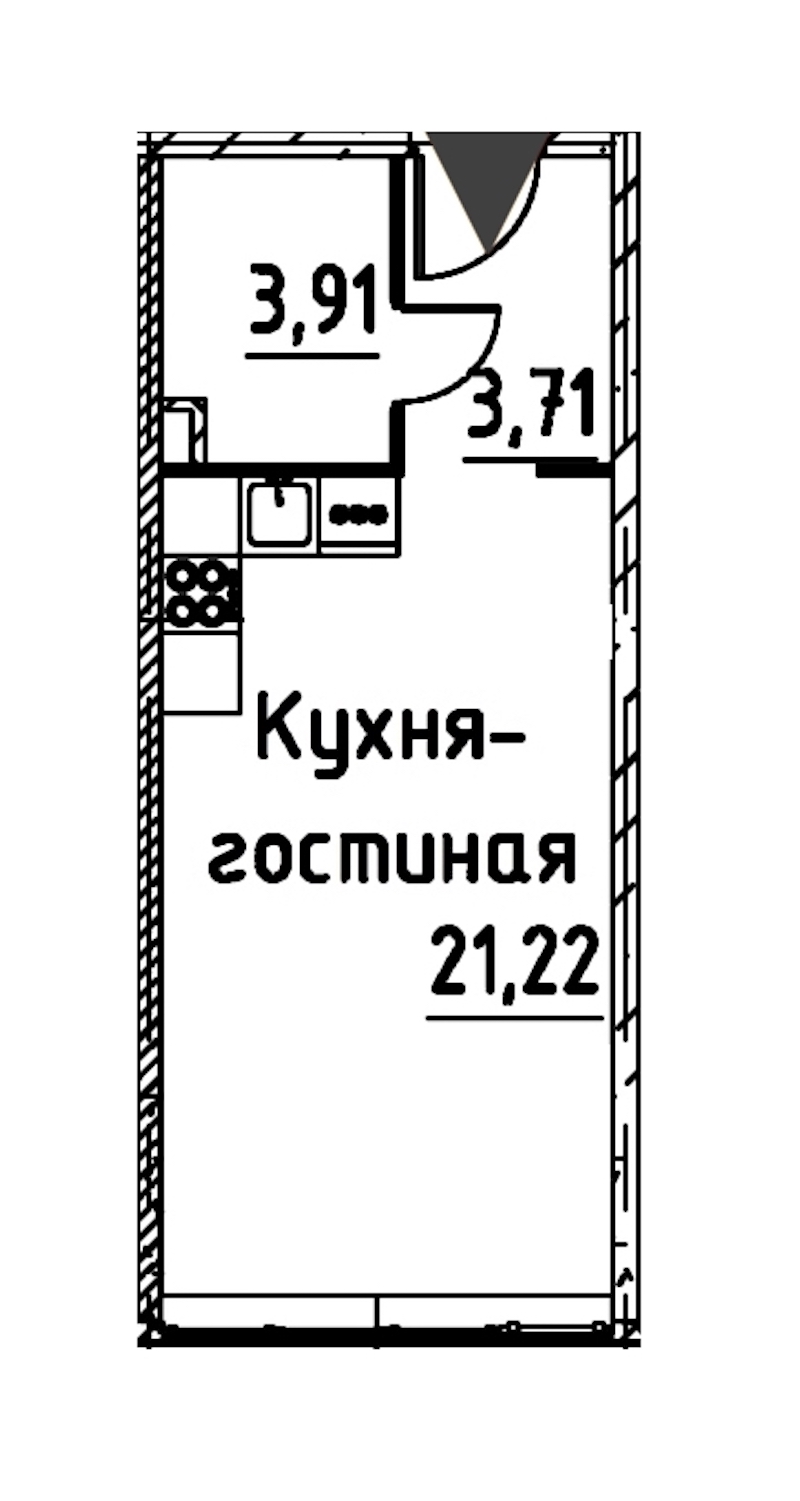 Квартира студия 28.46 м², 6/24 эт., ЖК «Про.Молодость»