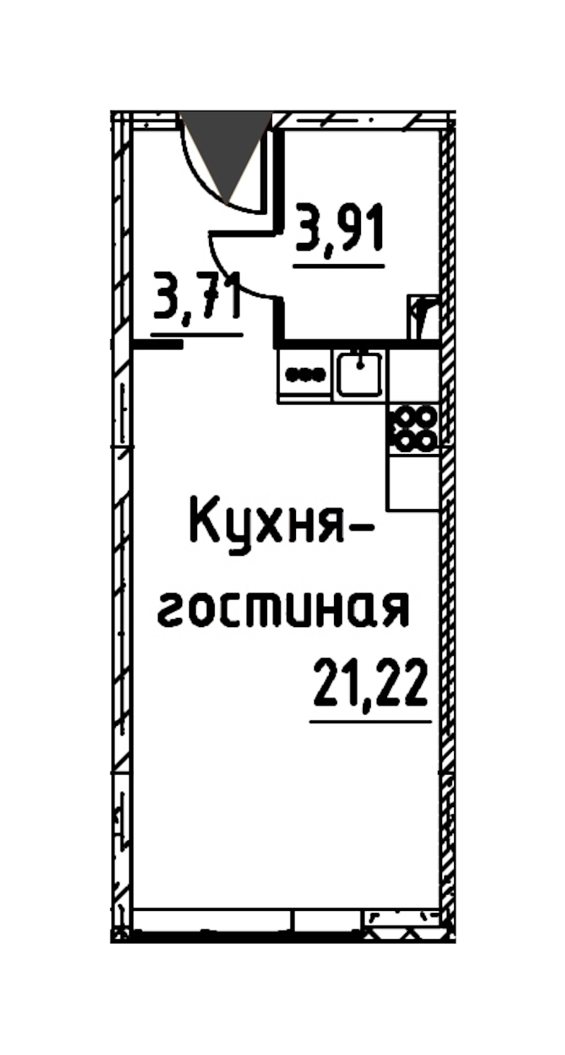 Квартира студия 28.46 м², 9/24 эт., ЖК «Про.Молодость»