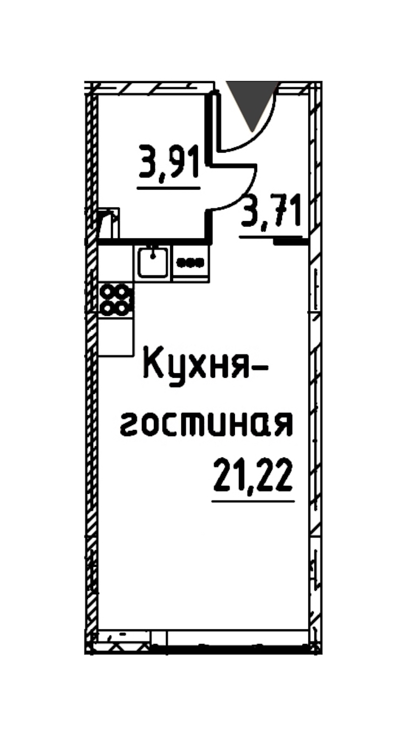 Квартира студия 28.46 м², 6/24 эт., ЖК «Про.Молодость»