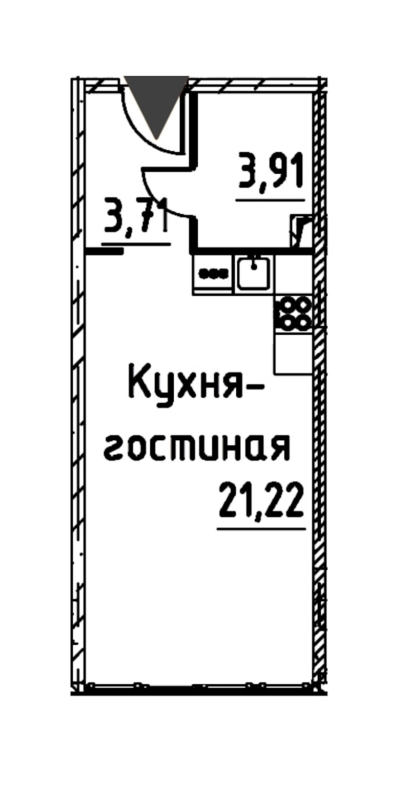 Квартира студия 28.46 м², 3/24 эт., ЖК «Про.Молодость»