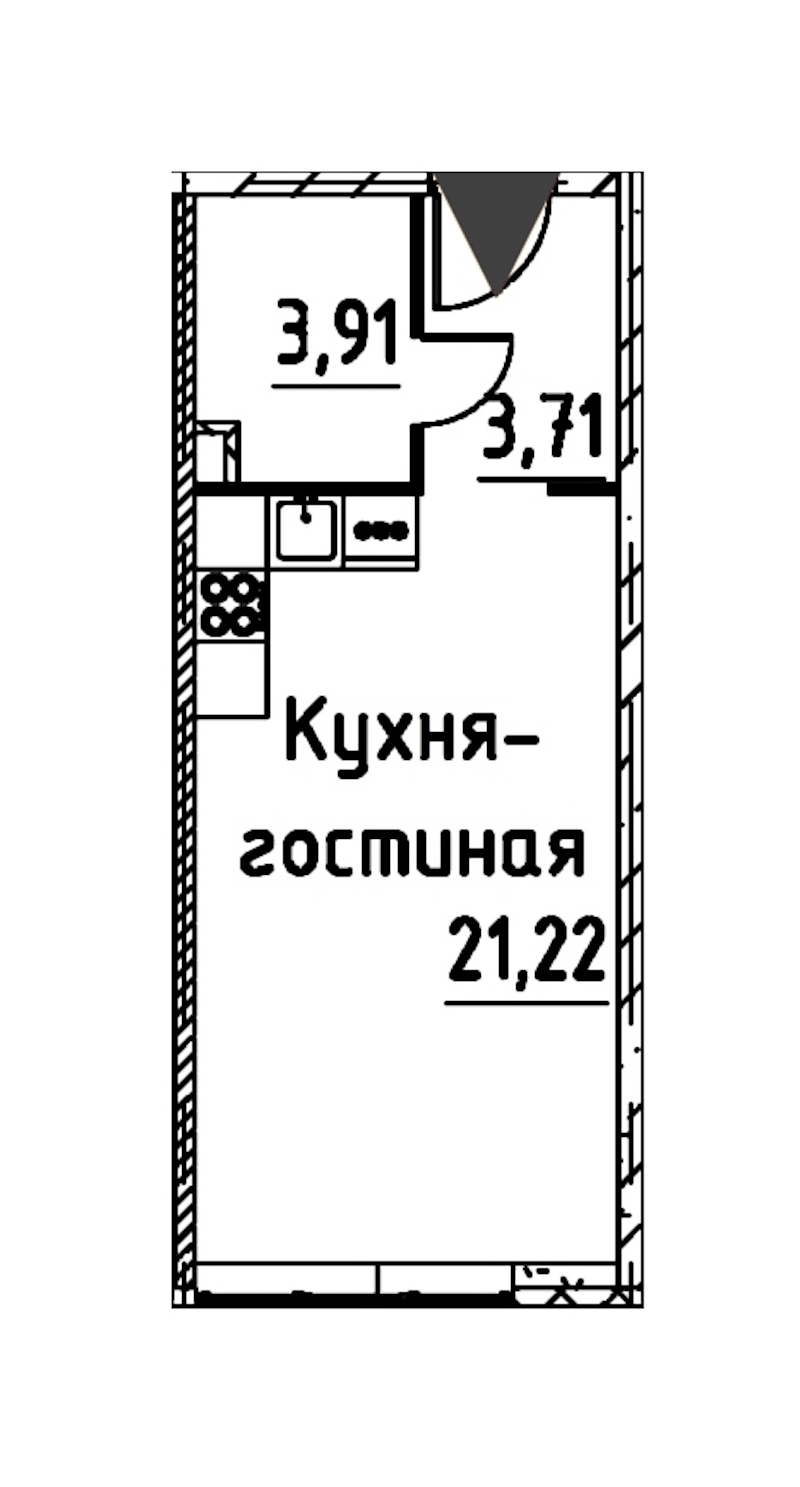Квартира студия 28.46 м², 4/24 эт., ЖК «Про.Молодость»
