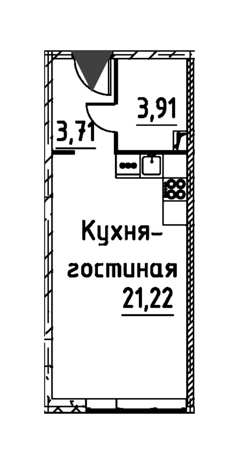 Квартира студия 28.46 м², 6/24 эт., ЖК «Про.Молодость»