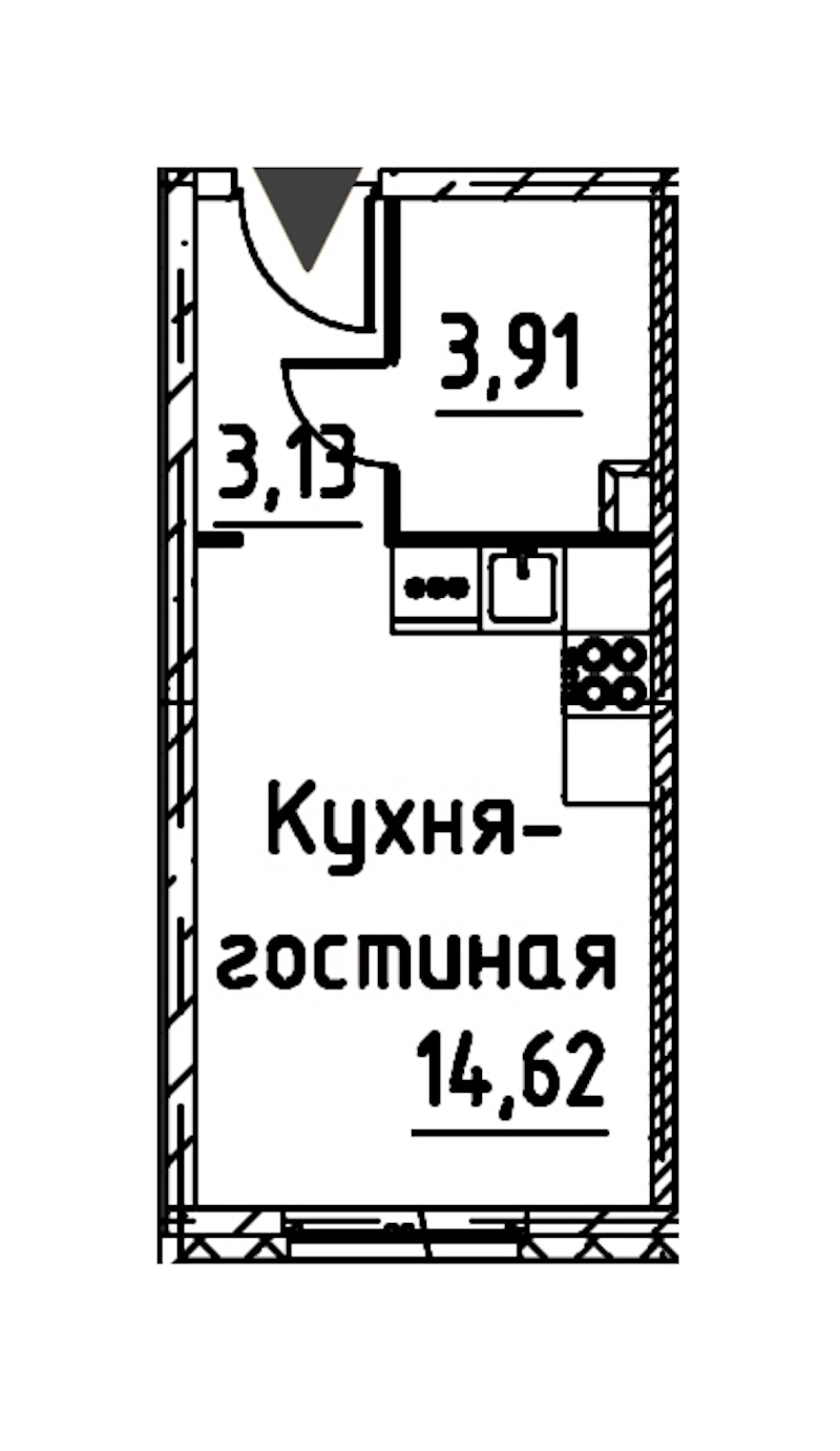 Квартира студия 23.17 м², 13/24 эт., ЖК «Про.Молодость»