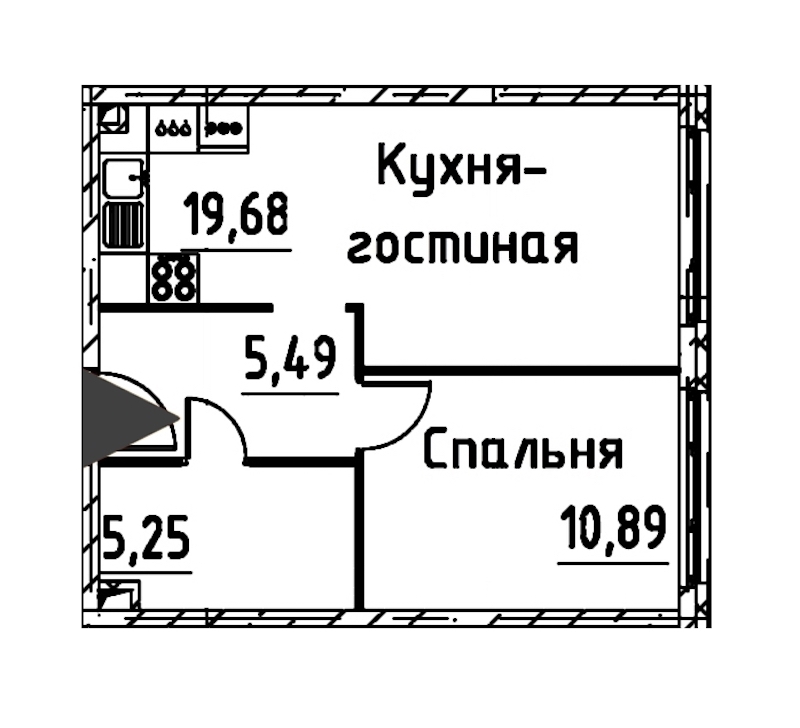 1-комнатная квартира 40.7 м², 20/24 эт., ЖК «Про.Молодость»