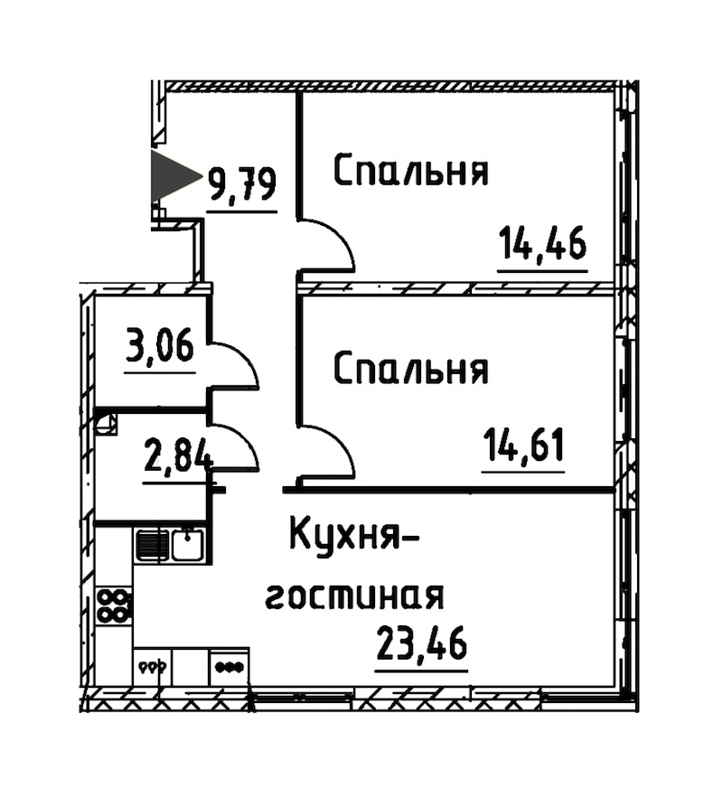 2-комнатная квартира 67.79 м², 13/24 эт., ЖК «Про.Молодость»