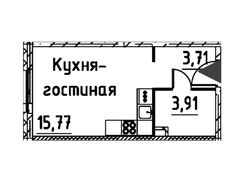 Квартира студия 22.71 м², 20/24 эт., ЖК «Про.Молодость»