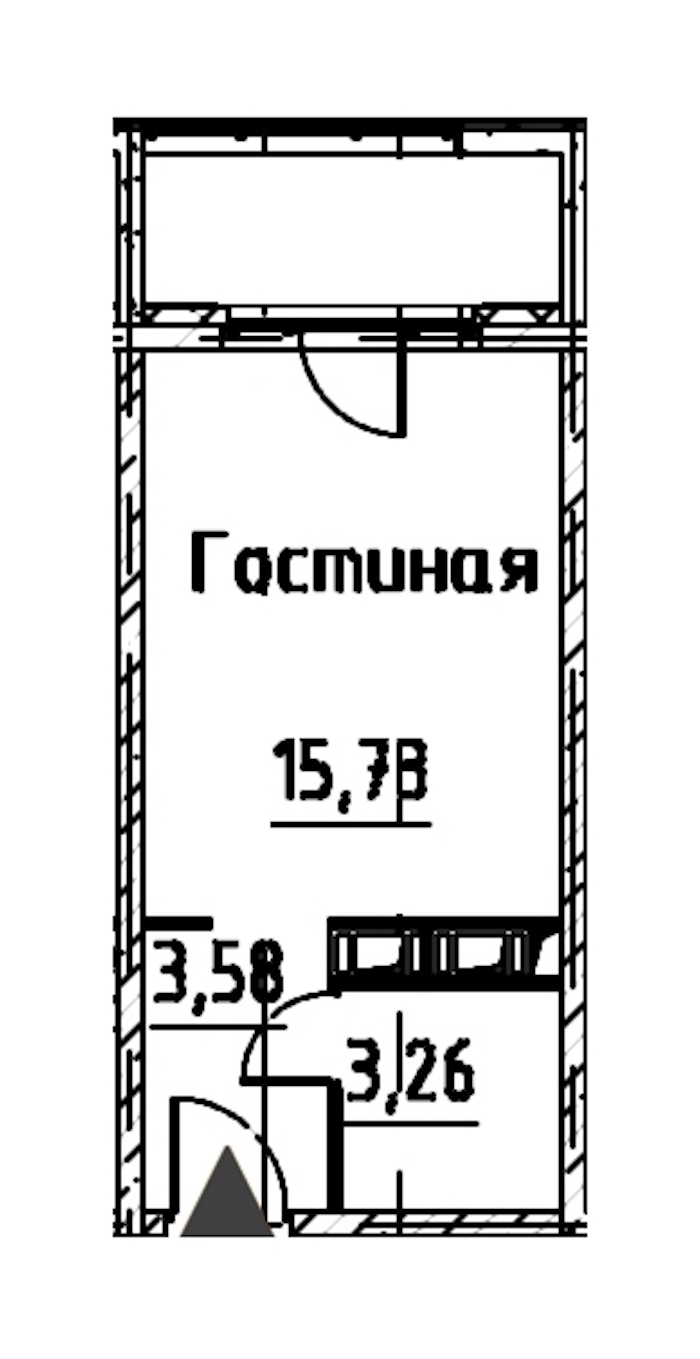 Квартира студия 22.57 м², 23/24 эт., ЖК «Про.Молодость»