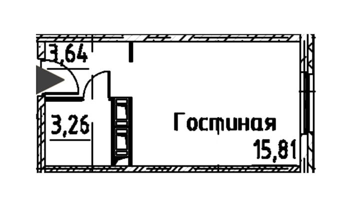 Квартира студия 22.71 м², 23/24 эт., ЖК «Про.Молодость»