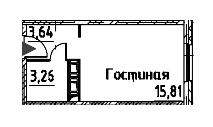 Квартира студия 22.71 м², 24/24 эт., ЖК «Про.Молодость»
